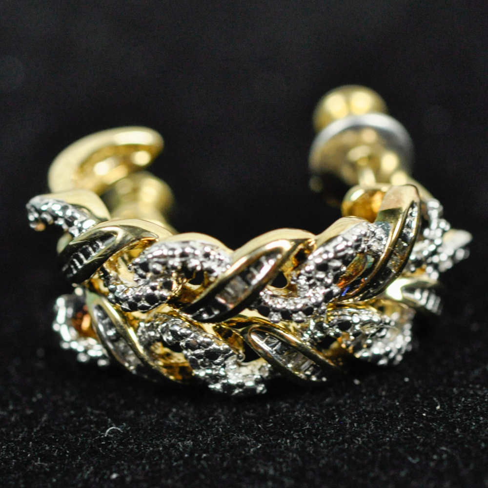 Vermeil and Baguette Diamond Earrings