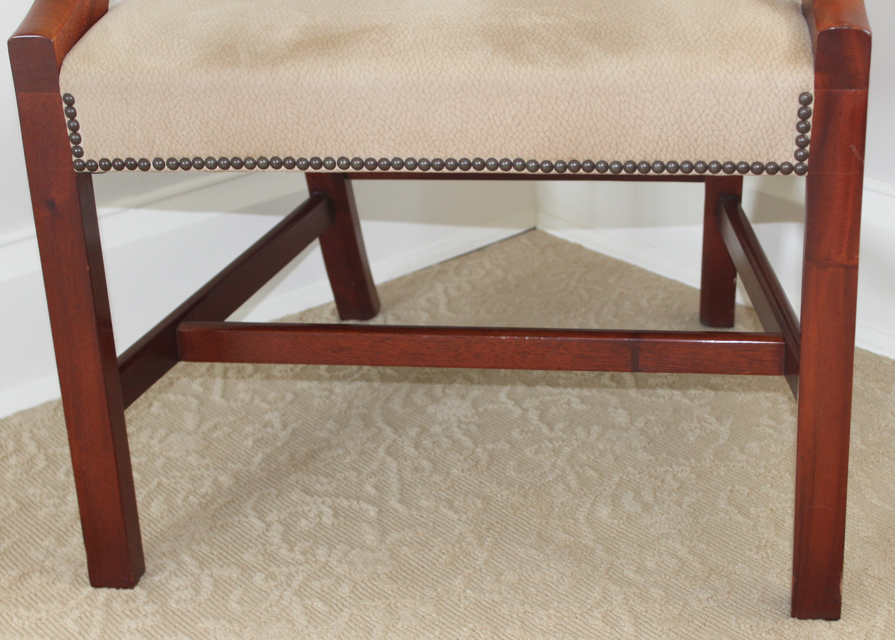 Chippendale Style Cherry Armchair With Ultrasuede Seat