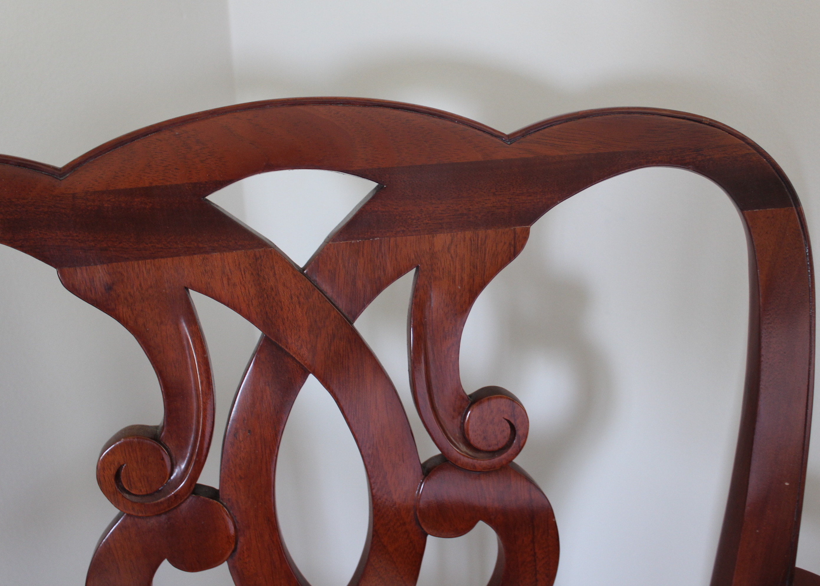 Chippendale Style Cherry Armchair With Ultrasuede Seat