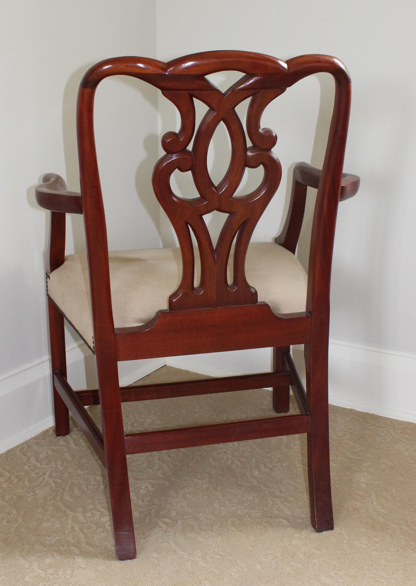 Chippendale Style Cherry Armchair With Ultrasuede Seat