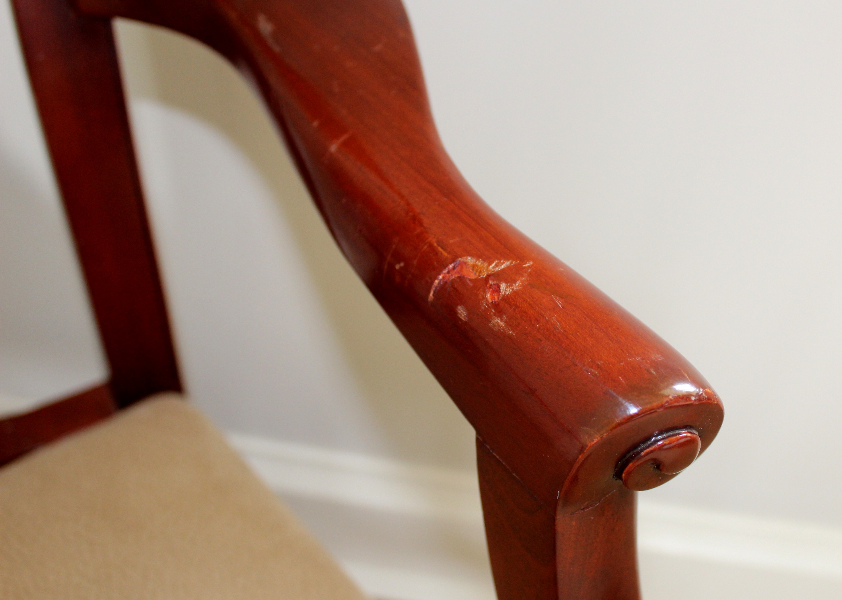 Chippendale Style Cherry Armchair With Ultrasuede Seat