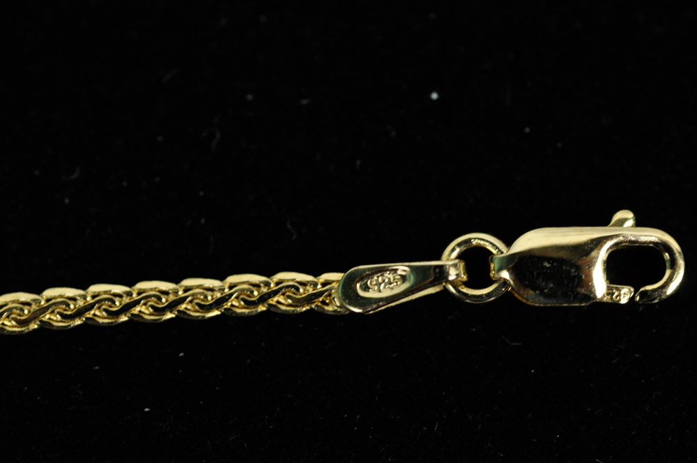 Vermeil and Diamond Chevron Plaited Chain Necklace