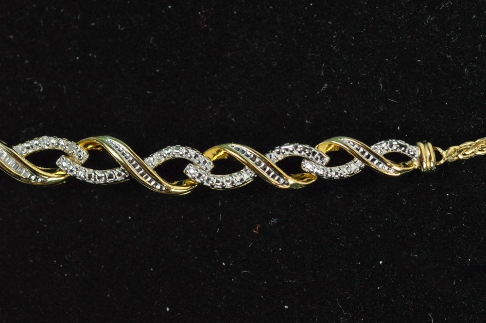Vermeil and Diamond Chevron Plaited Chain Necklace