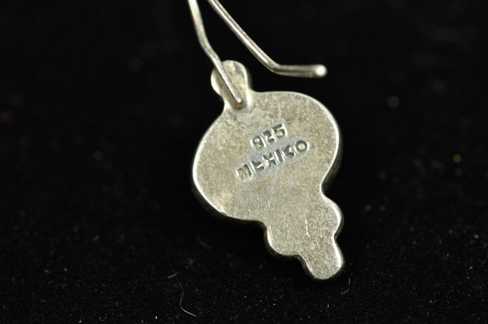 Mexican Sterling Earrings with Bead Form