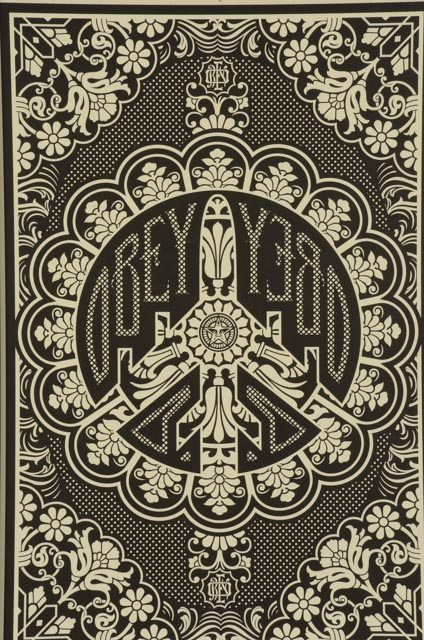 Shepard Fairy Signed Offset Lithograph "Peace Bomber (Black)"