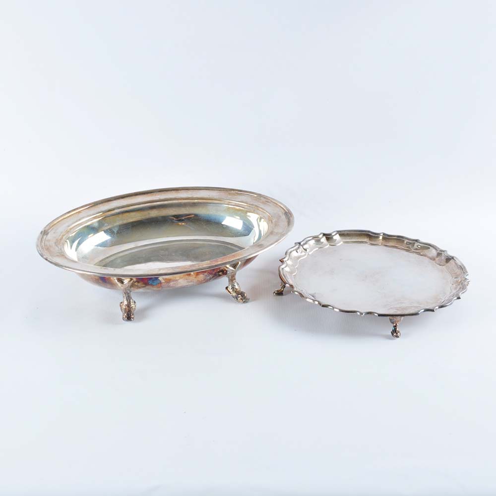 Footed Silver Plate Dishes
