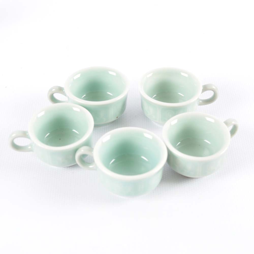 Teal Colored Tea Set on Tray