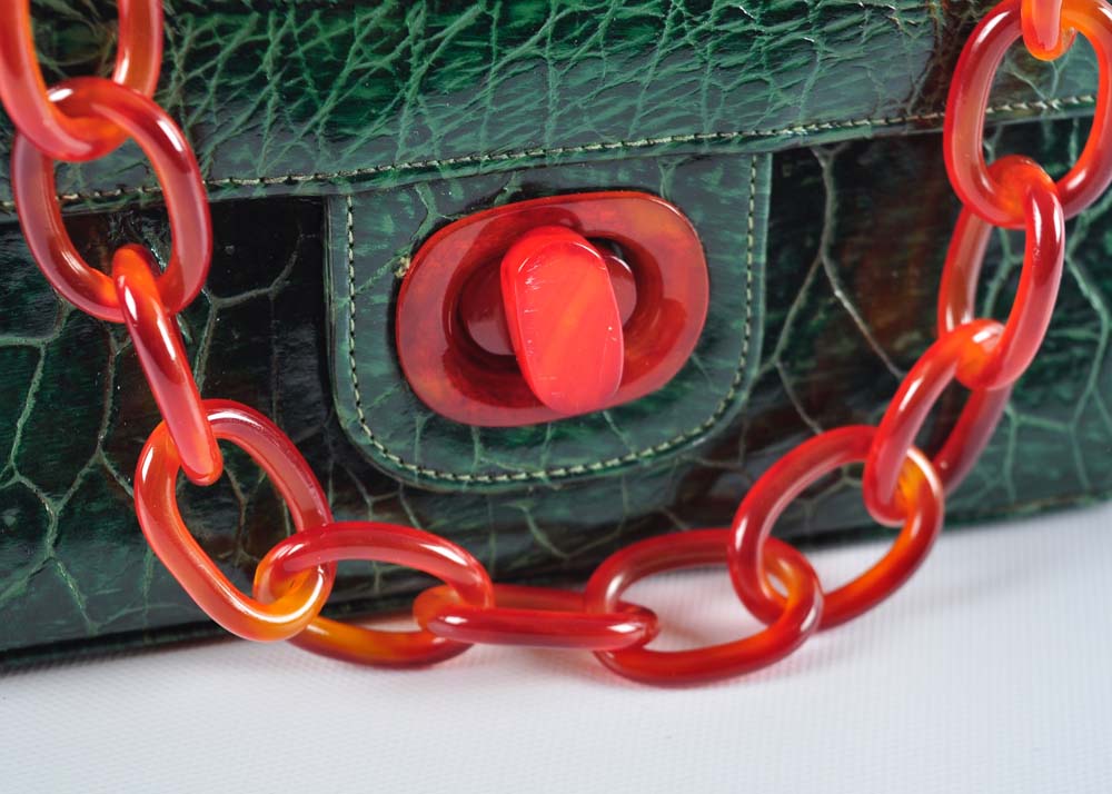 Vintage Meyer's Purse with Lucite Lock and Handle