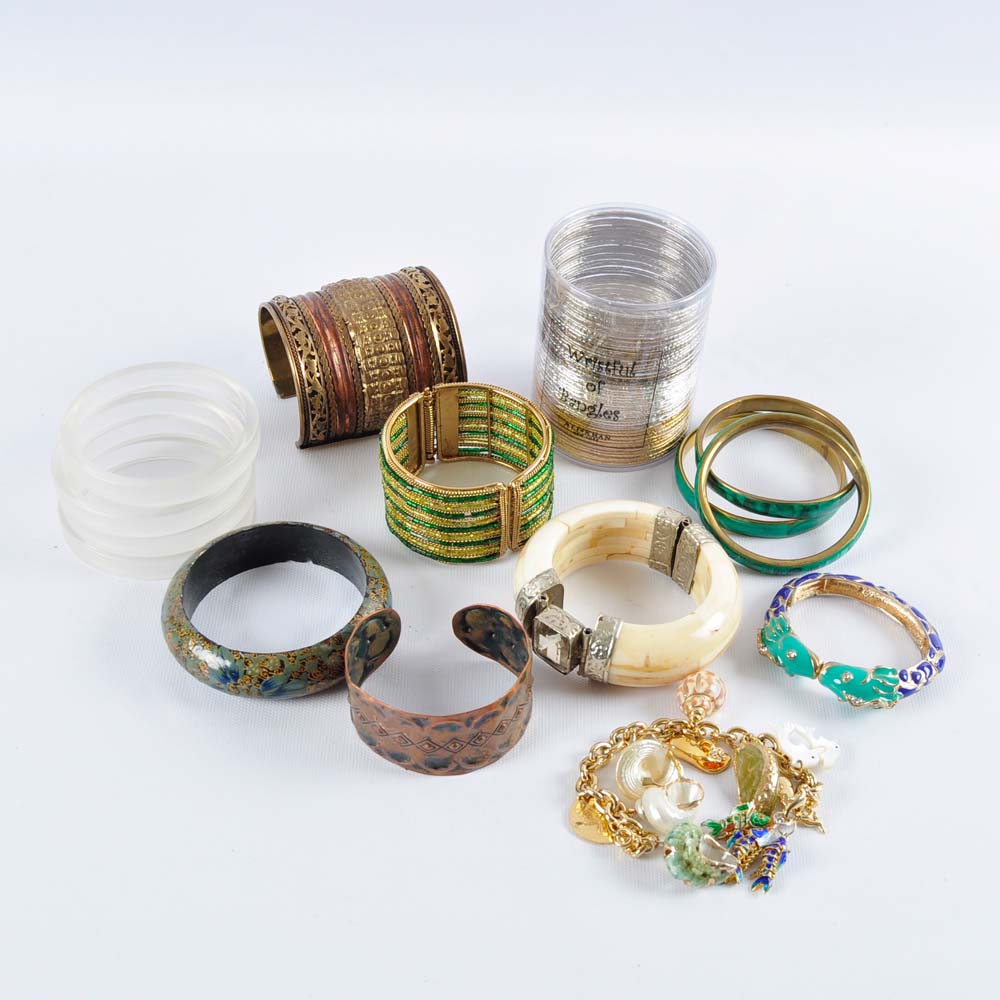 Collection of Costume Jewelry Bracelets
