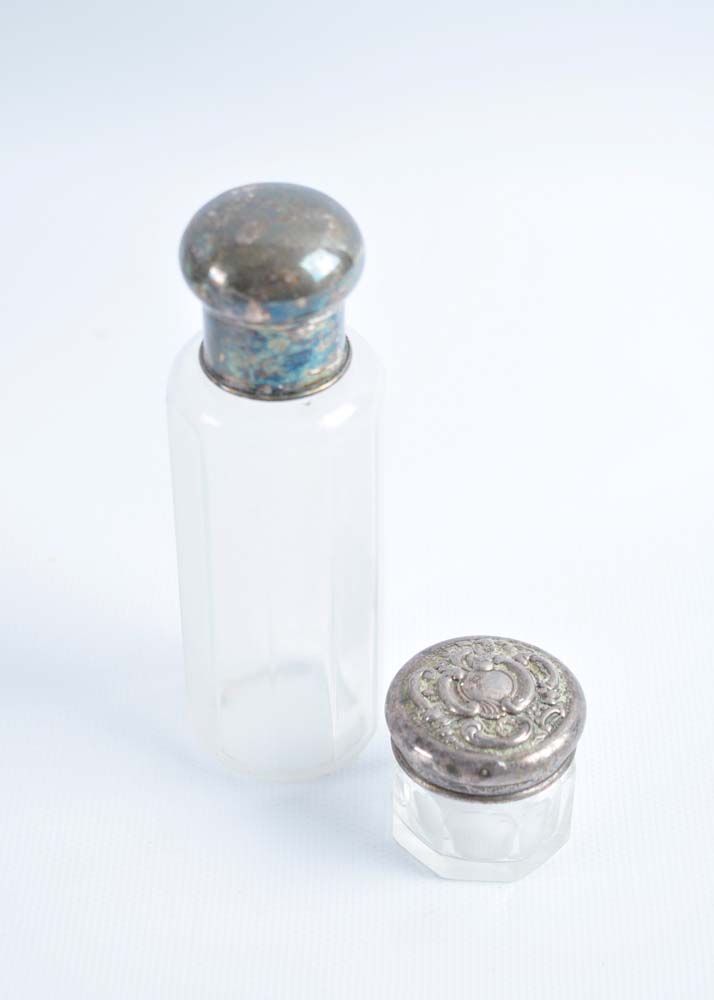 Silver Plate Vanity Items on Tray