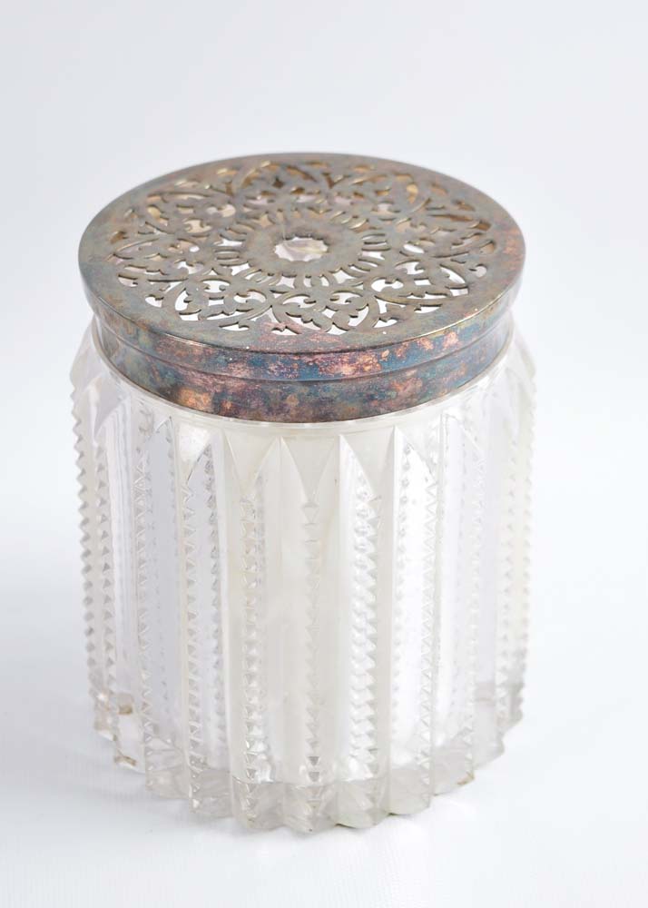 Silver Plate Vanity Items on Tray