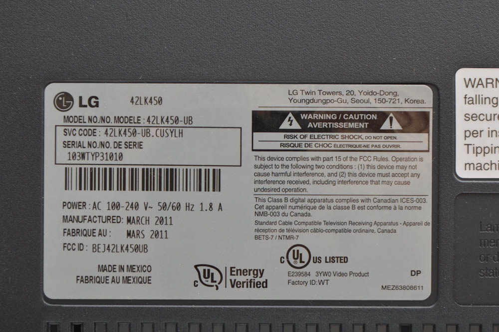 LG Flat-Screen 40" Television