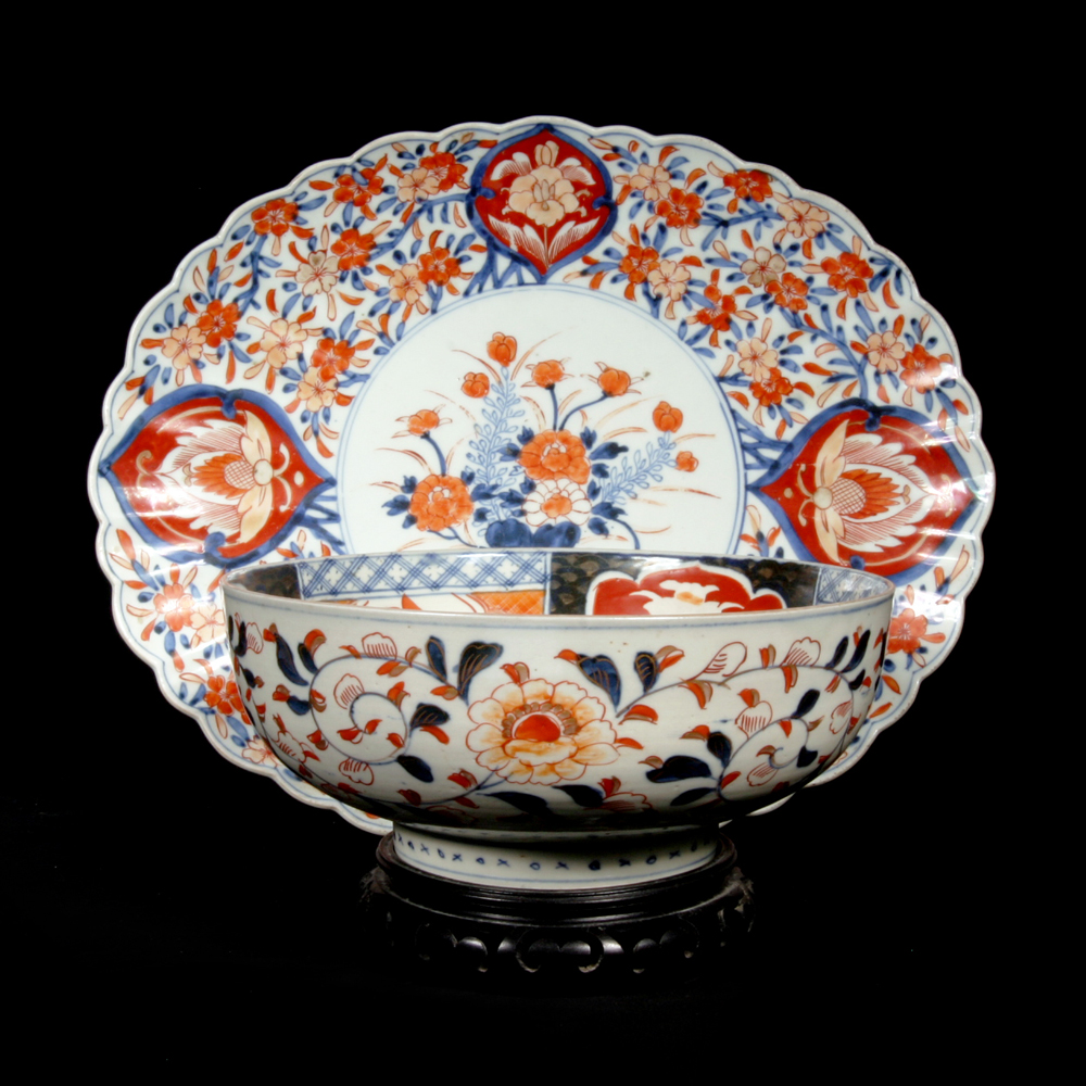 Vintage Japanese Imari Style Bowl and Platter