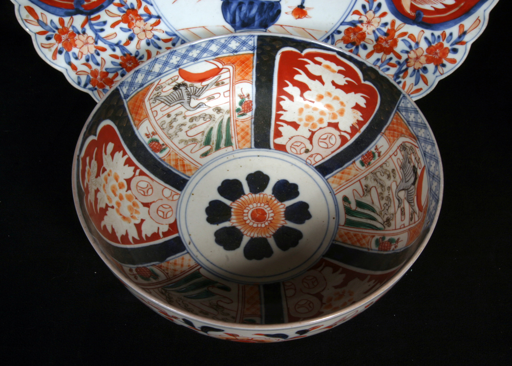 Vintage Japanese Imari Style Bowl and Platter