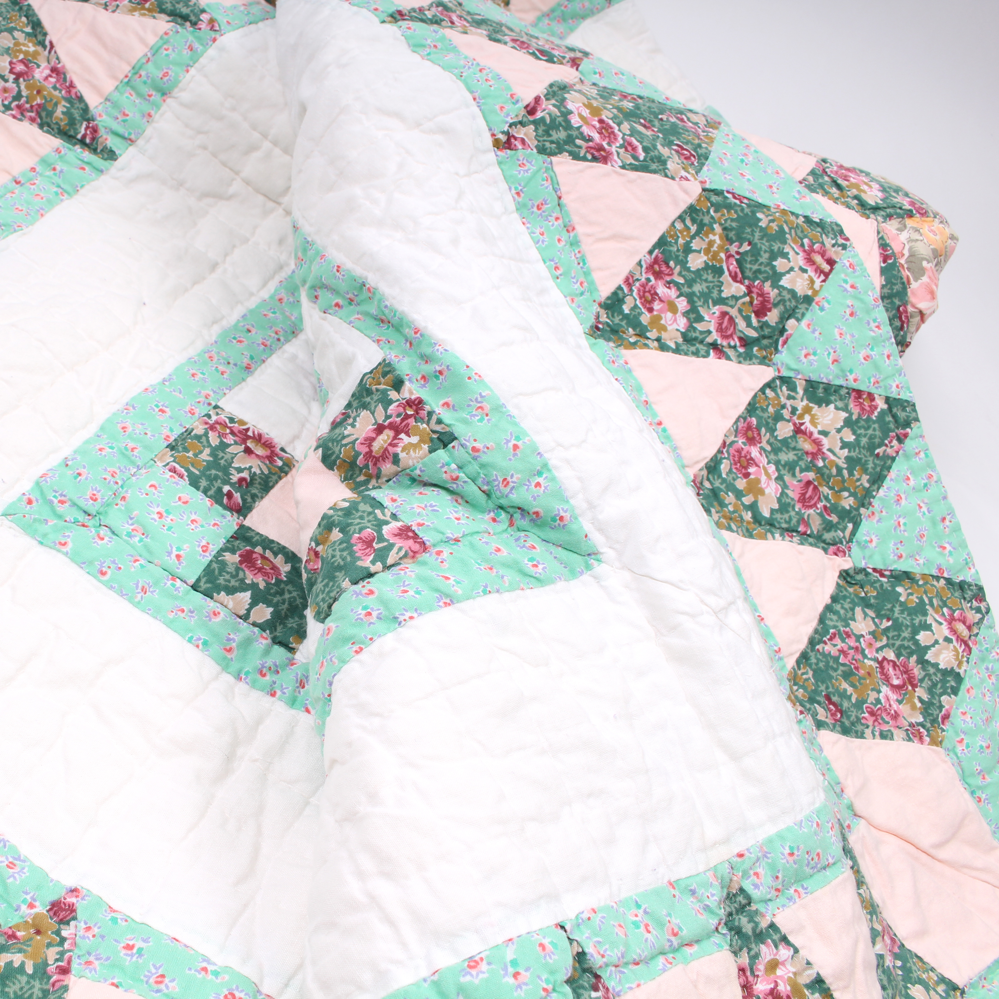 Full/Queen Size Vintage Hand Sewn Quilt
