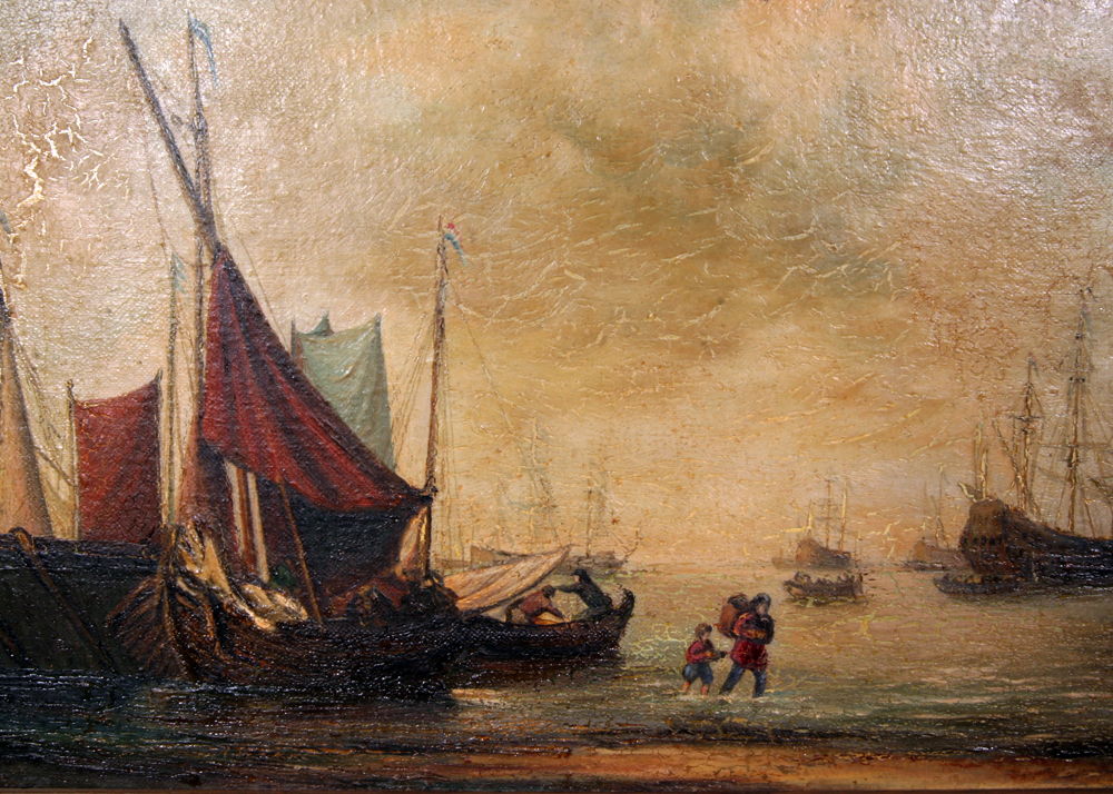 Oil on Board Study of William van de Velde II's "Entrance to a Dutch Port"