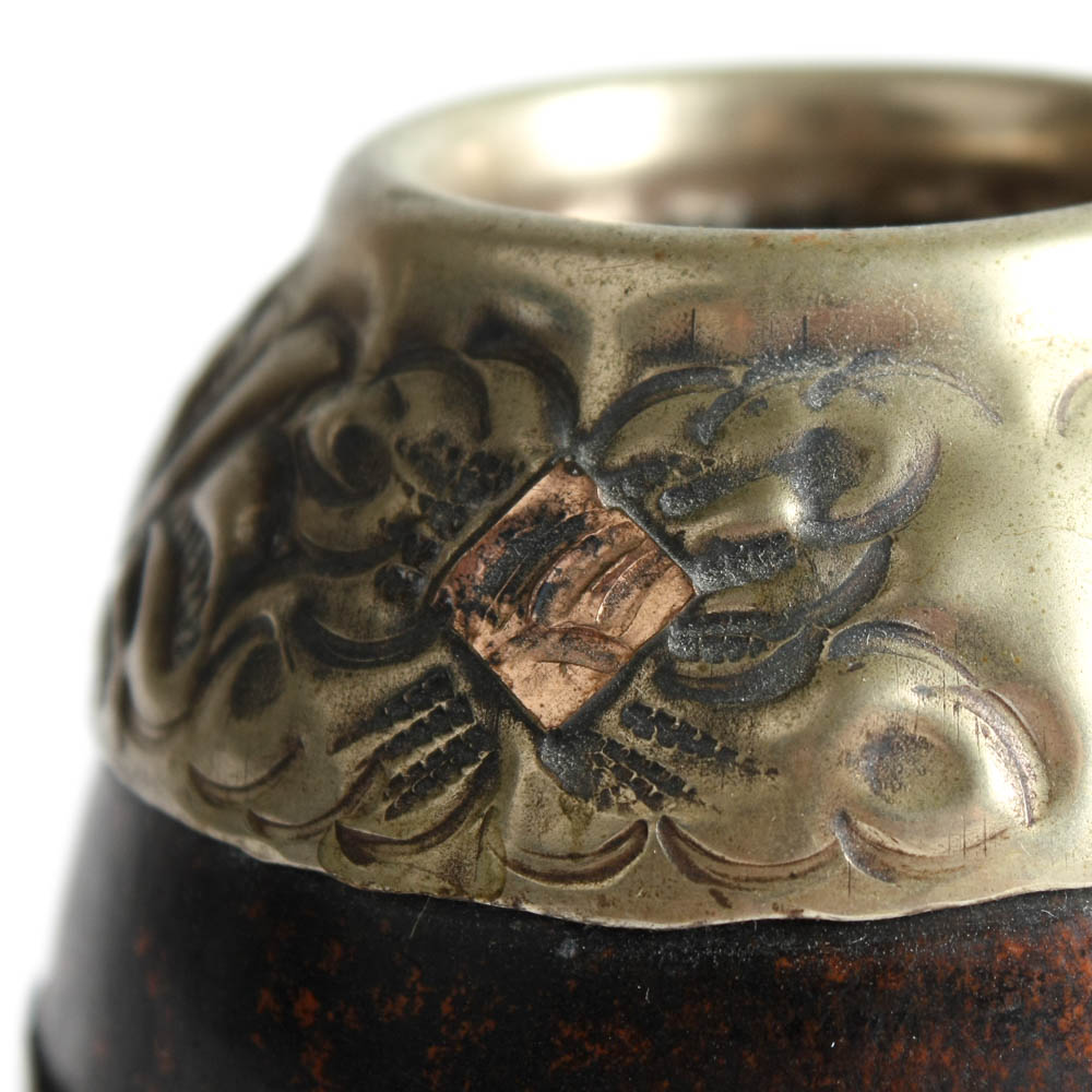 Antique Alpaca Silver and 18K Gold Yerba Mate Tea Cup with Bombilla