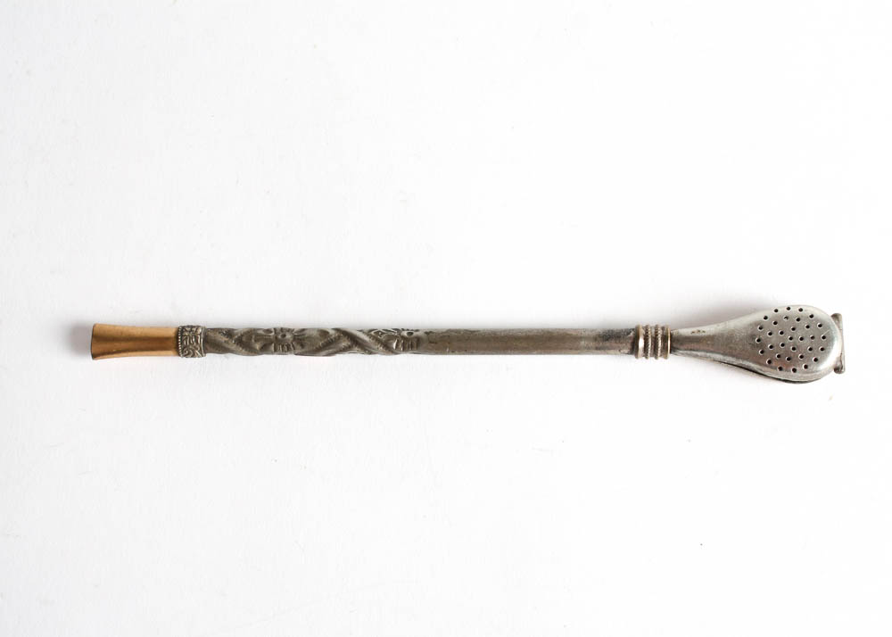 Antique Alpaca Silver and 18K Gold Yerba Mate Tea Cup with Bombilla