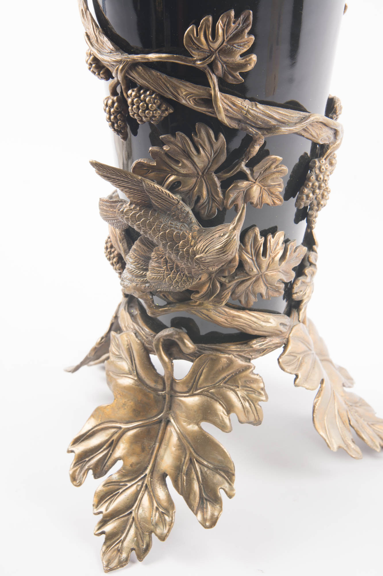 Large Art Deco Inspired Ceramic and Brass Vase