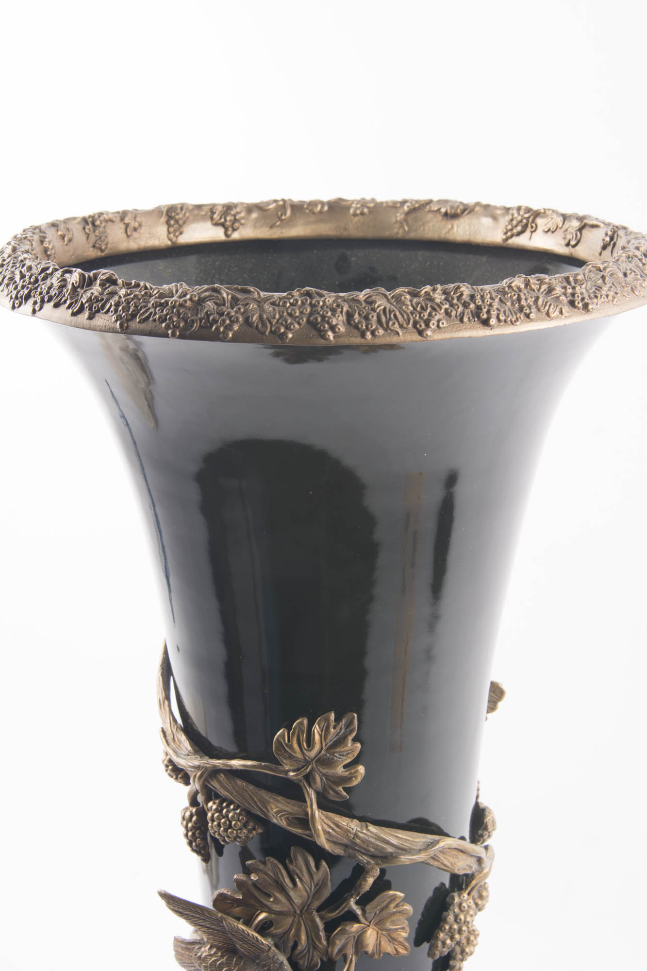 Large Art Deco Inspired Ceramic and Brass Vase