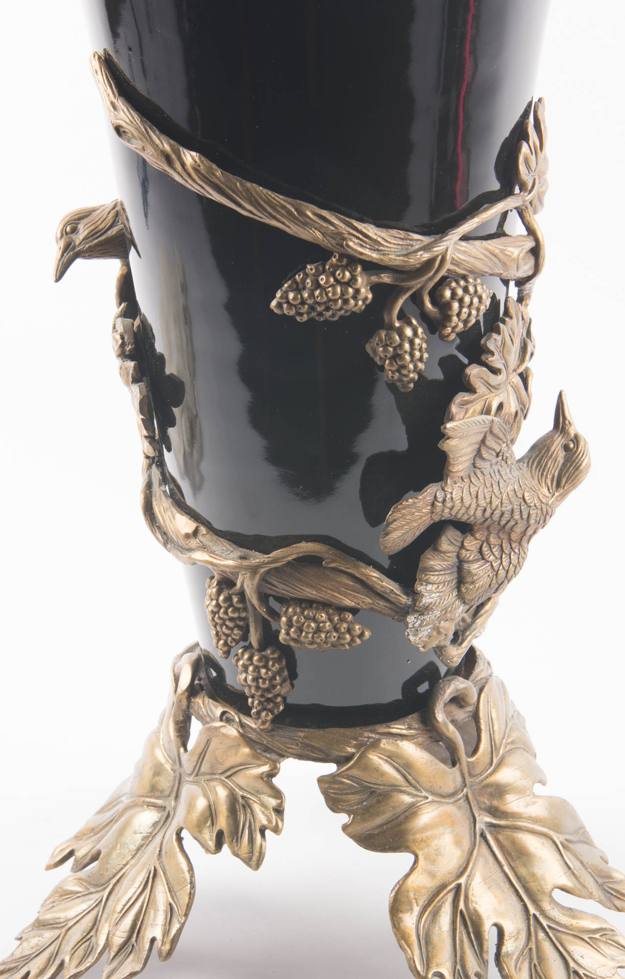 Large Art Deco Inspired Ceramic and Brass Vase