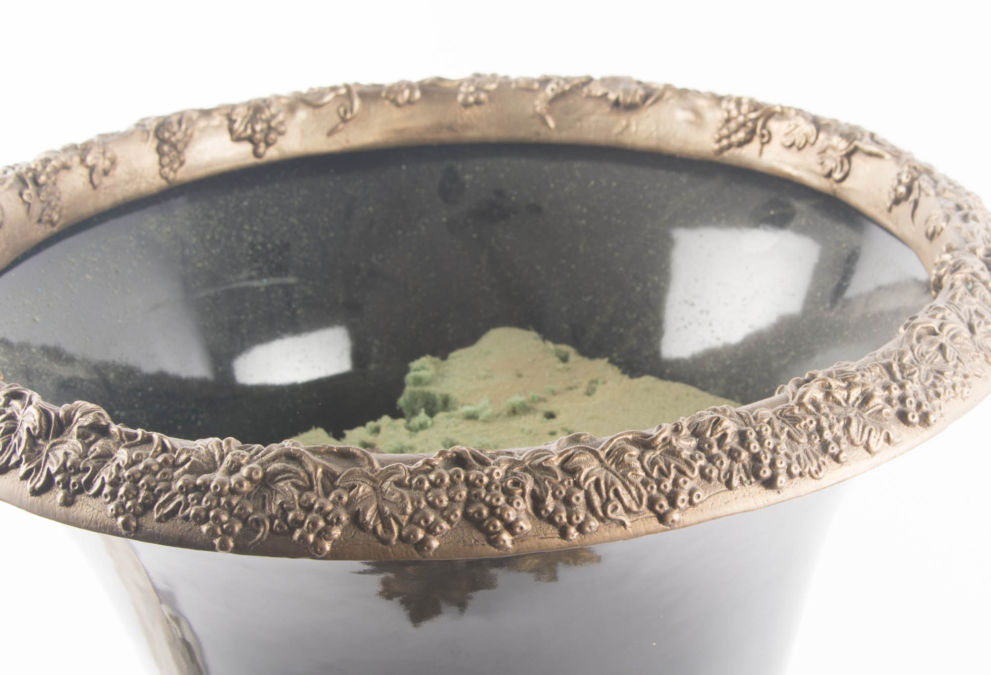 Large Art Deco Inspired Ceramic and Brass Vase