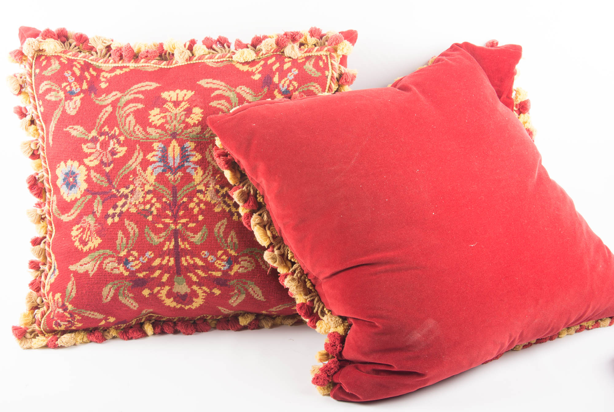 Red and Gold Needlepoint Sofa Pillows