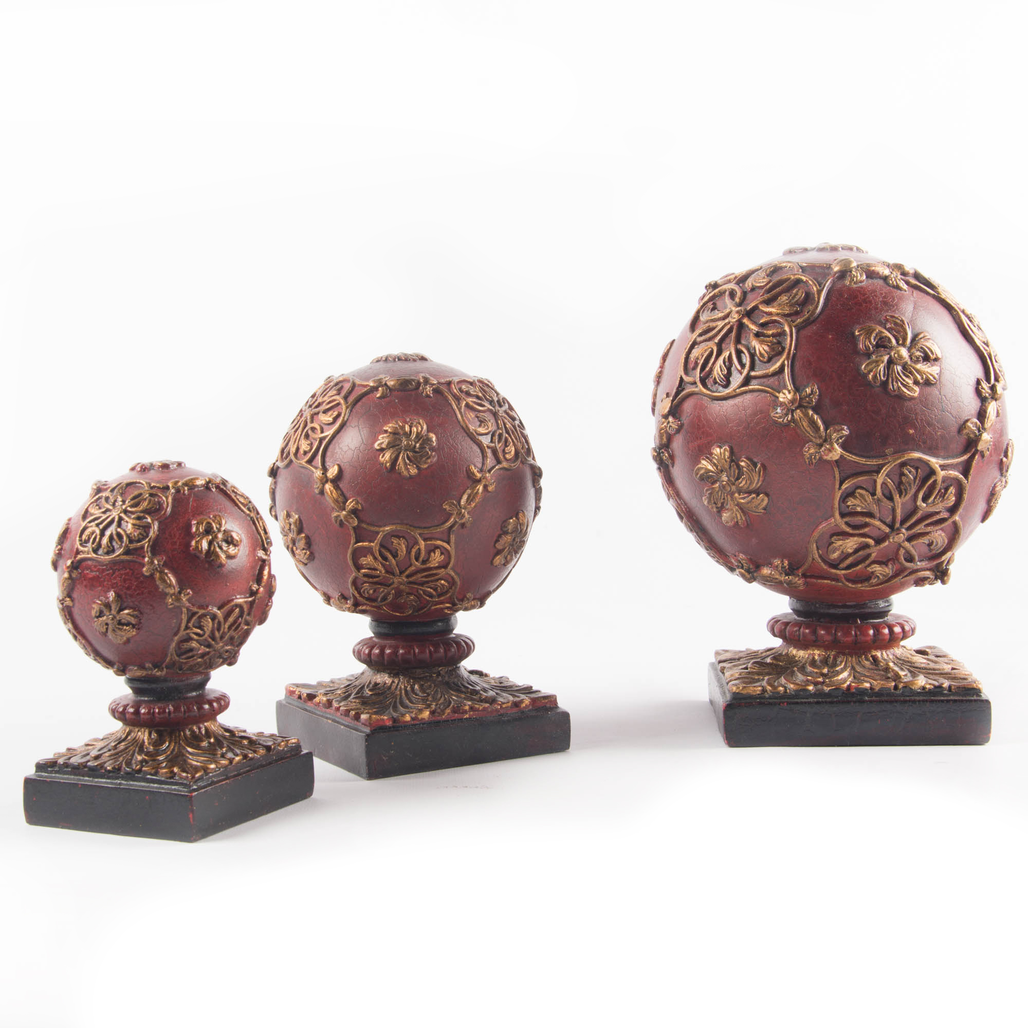 Set of Decorative Red Finials