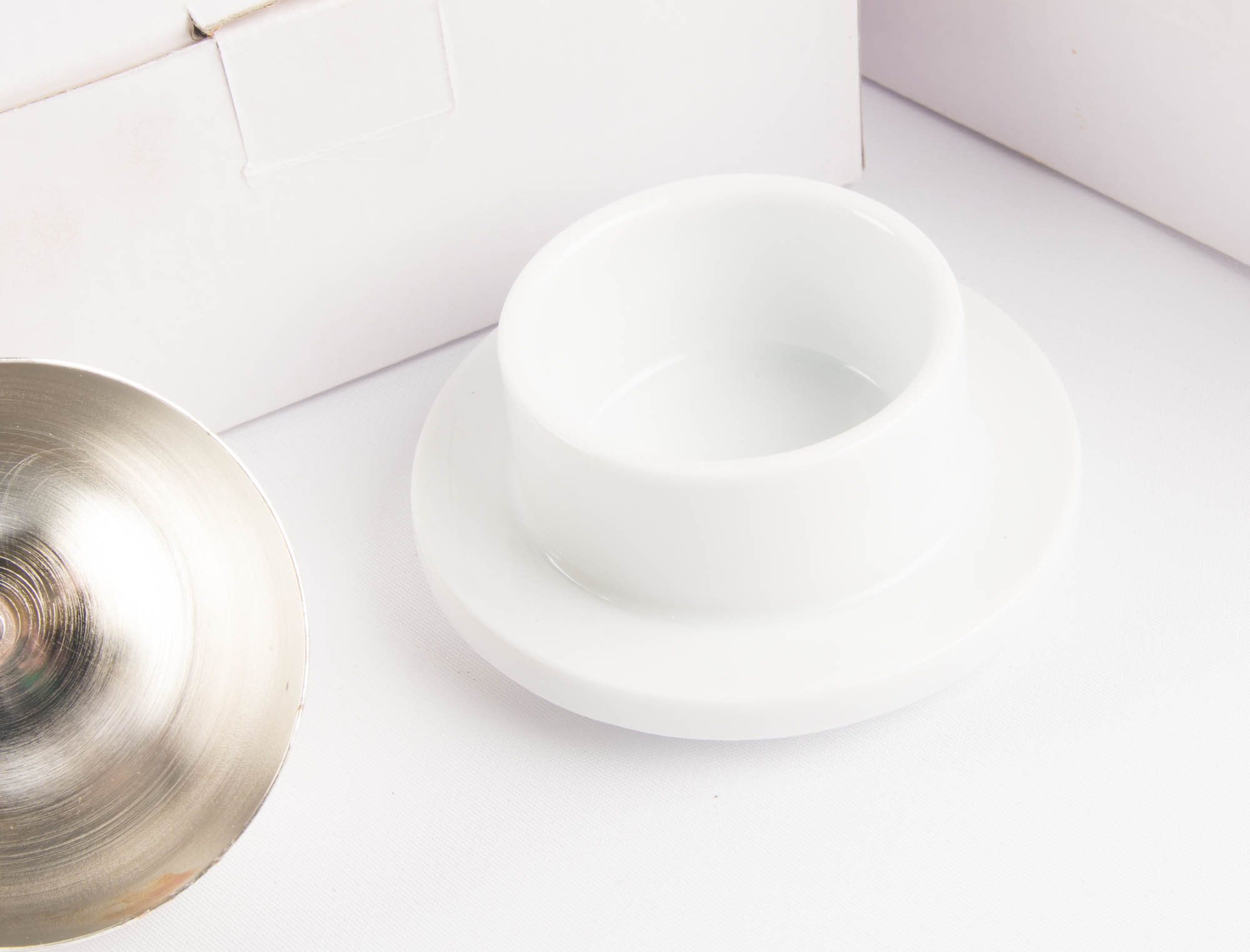 Group of Silver Plated Domed Ceramic Butter Dishes