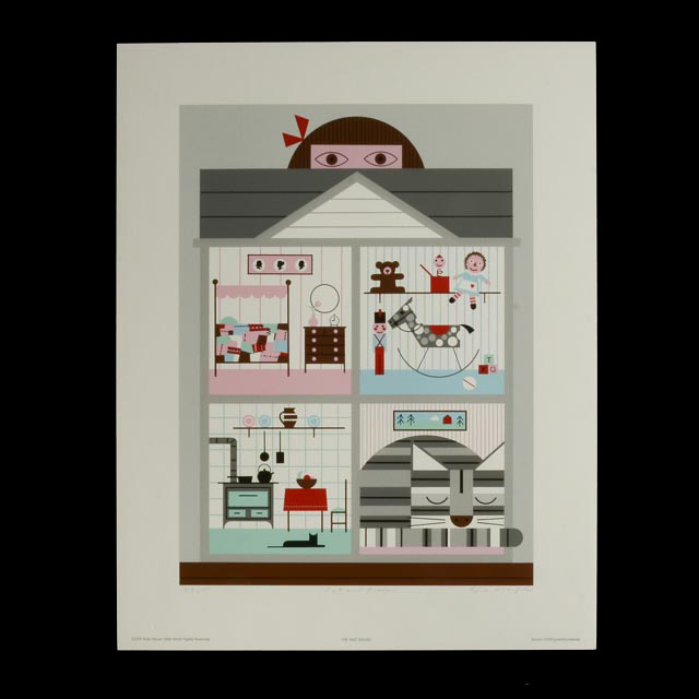 Edie Harper Signed Limited Edition Serigraph "Cat and House"