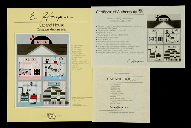 Edie Harper Signed Limited Edition Serigraph "Cat and House"