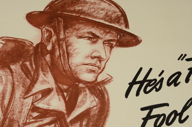 Original Vintage World War II Production Poster "He's a Fighting Fool..."