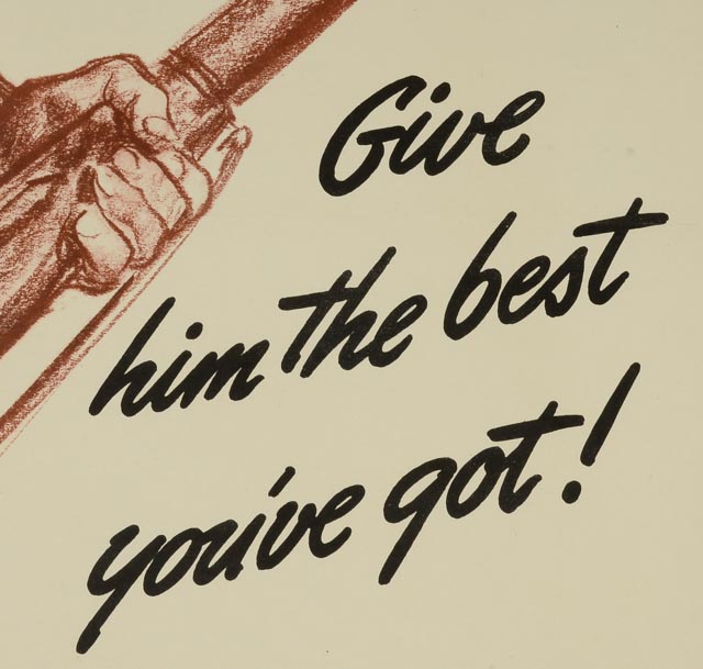 Original Vintage World War II Production Poster "He's a Fighting Fool..."