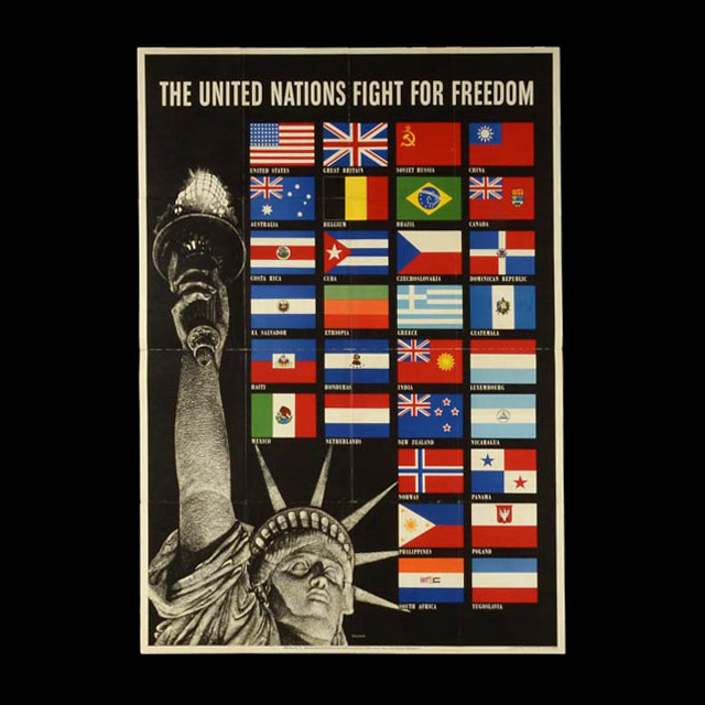 Original Vintage 1942 World War II Poster "The United Nations Fight for Freedom"