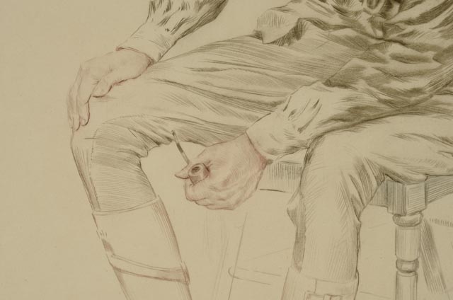 Maurice Milliére 1917 Drypoint Color Etching of WWI Soldier