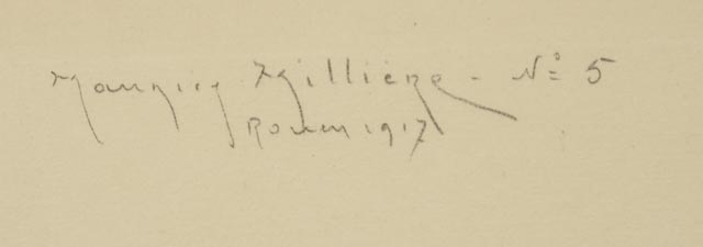 Maurice Milliére 1917 Drypoint Color Etching of WWI Soldier