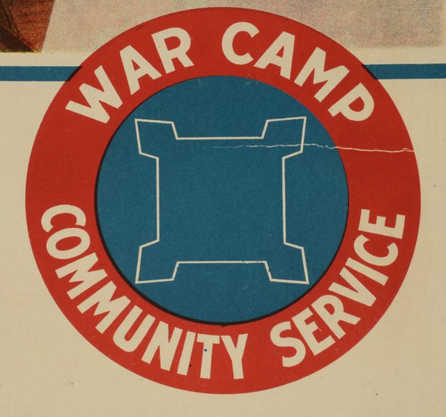 Original World War I Chromolithograph Poster "The Spirit of War Camp Community Service"