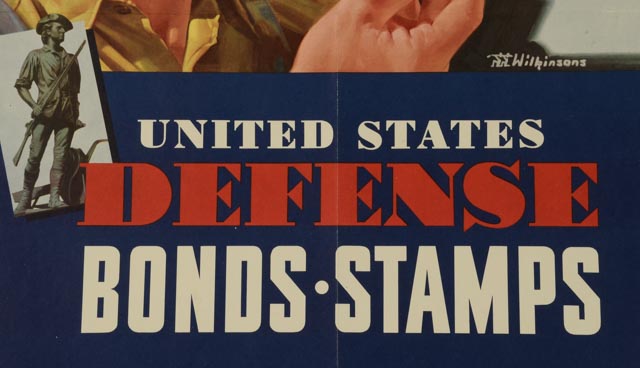 Original 1942 World War II War Bonds Poster "Wanted - Fighting Dollars"