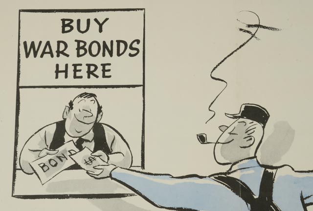 Original WWII Propaganda War Bonds Poster "Use a Pay Day During the War, to Buy a Pay Day after the War"