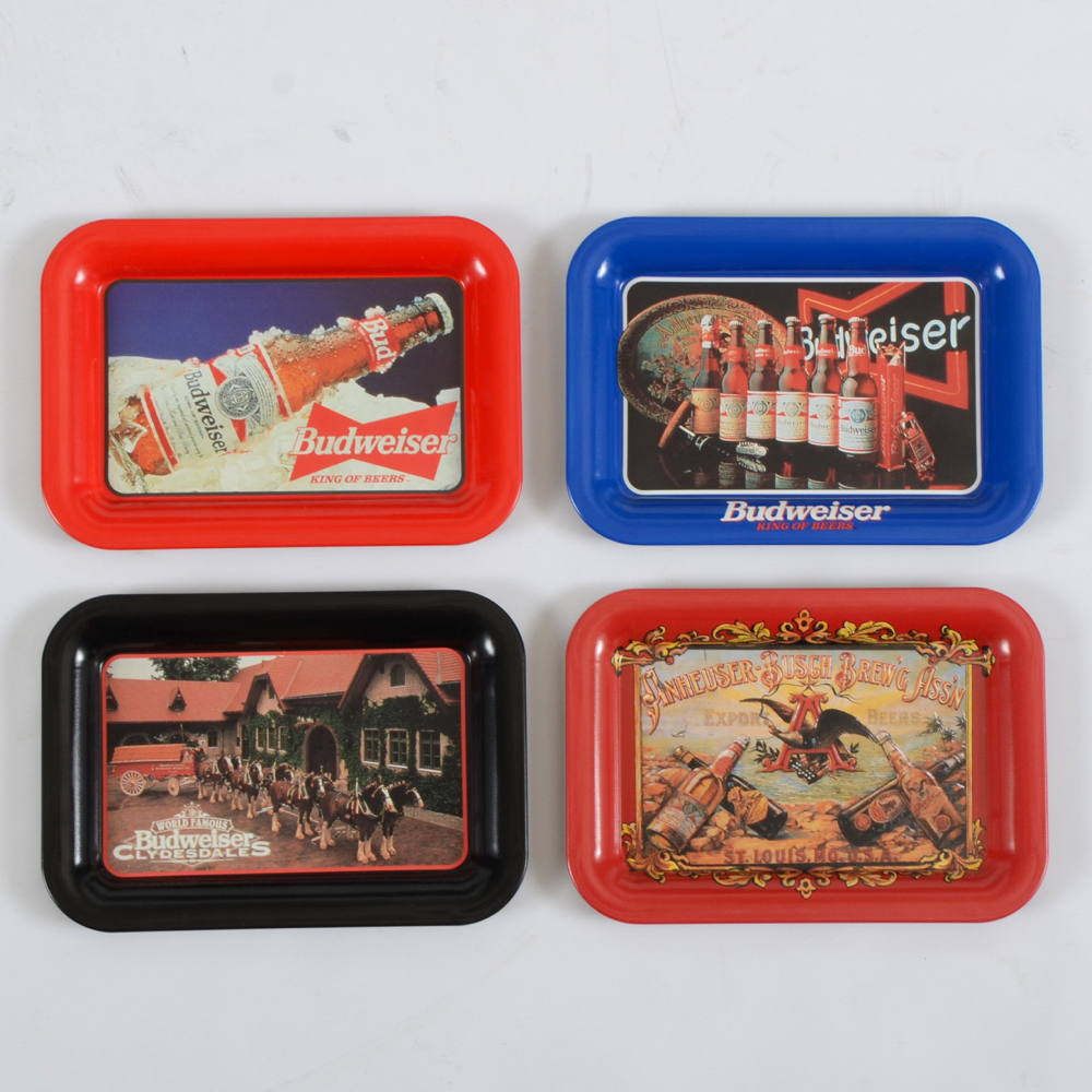 Budweiser Pool Cue and Ashtrays