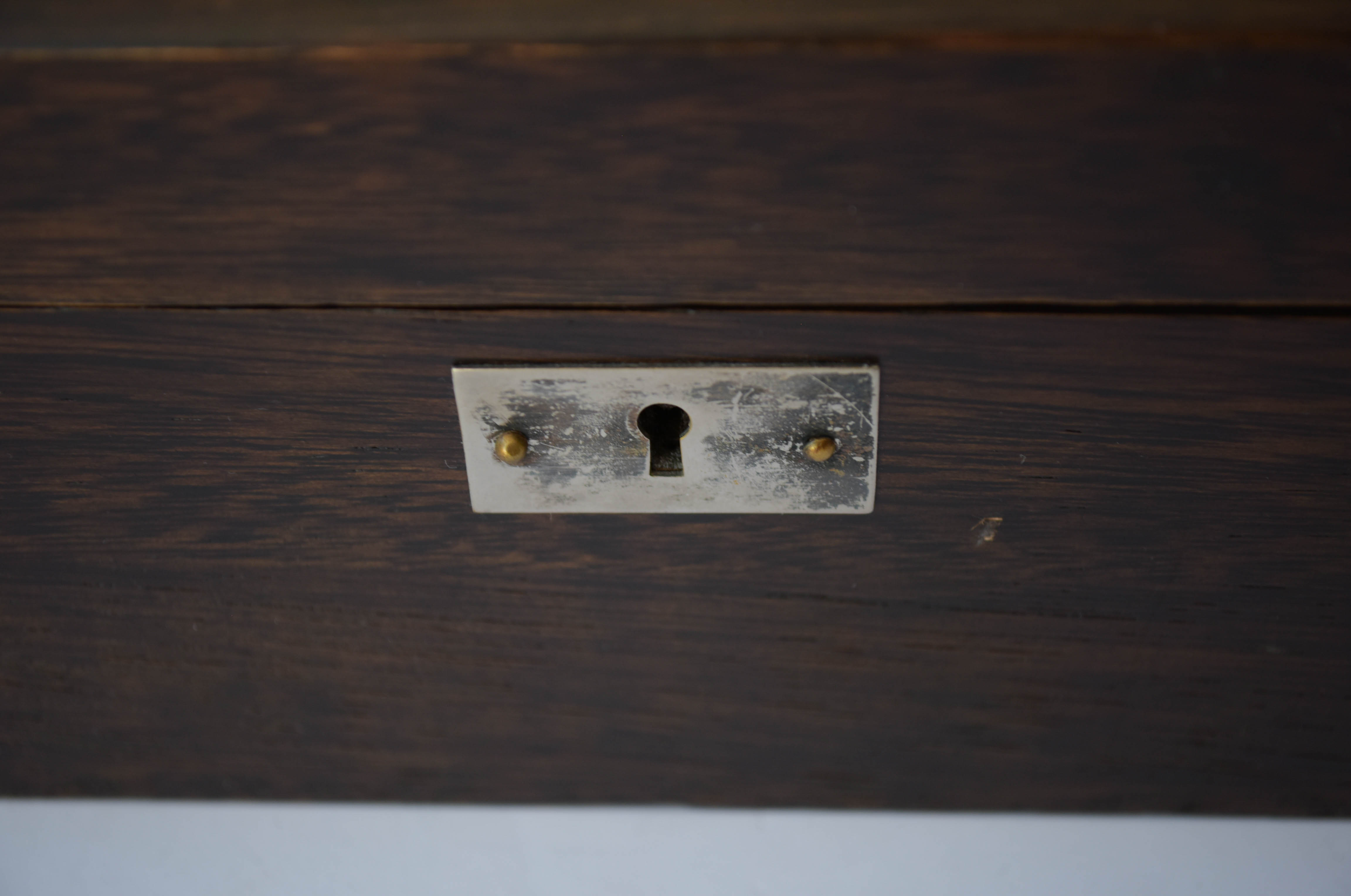 Vintage Wood Jewelry Box with Silvered Interior