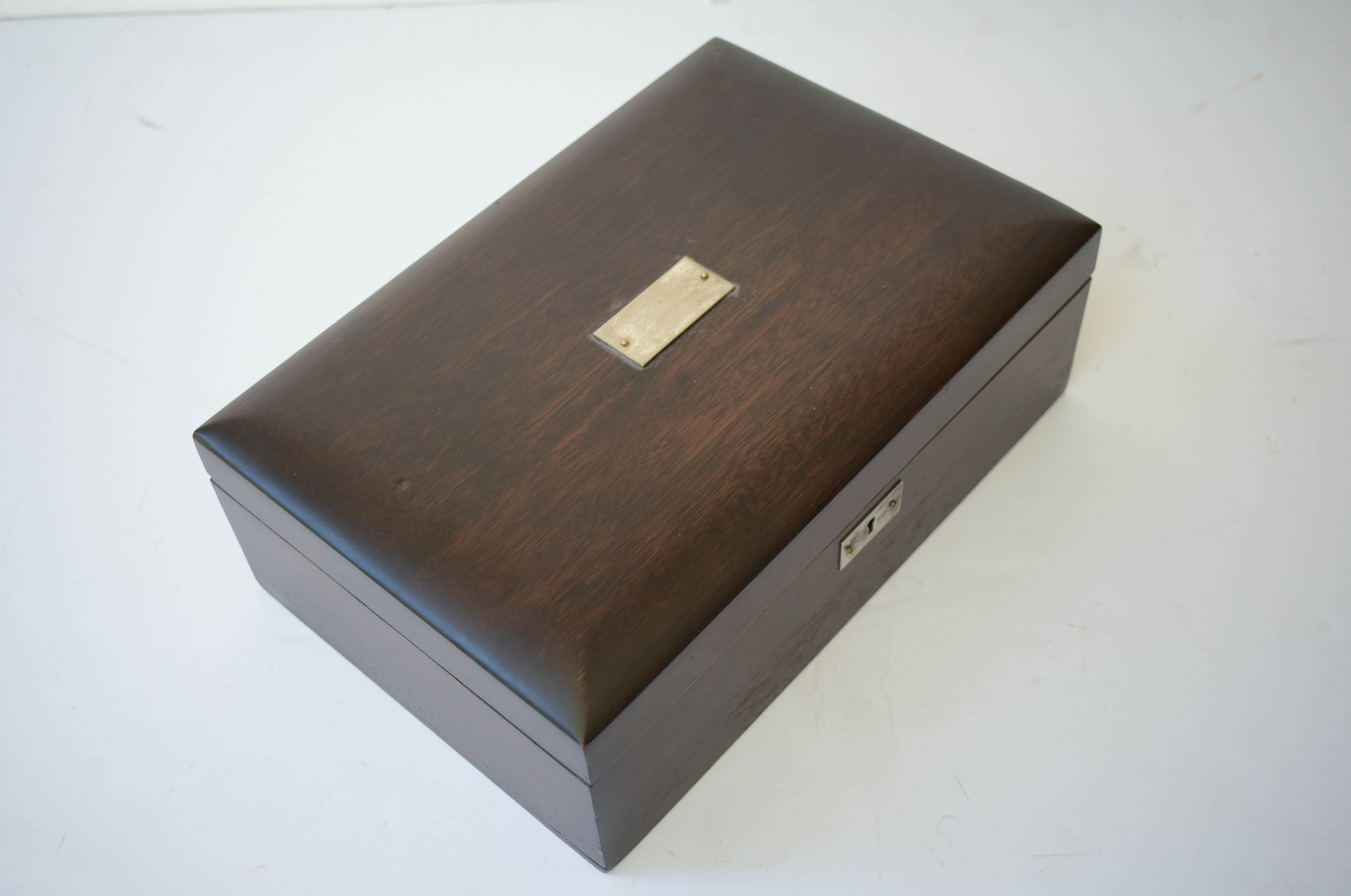 Vintage Wood Jewelry Box with Silvered Interior