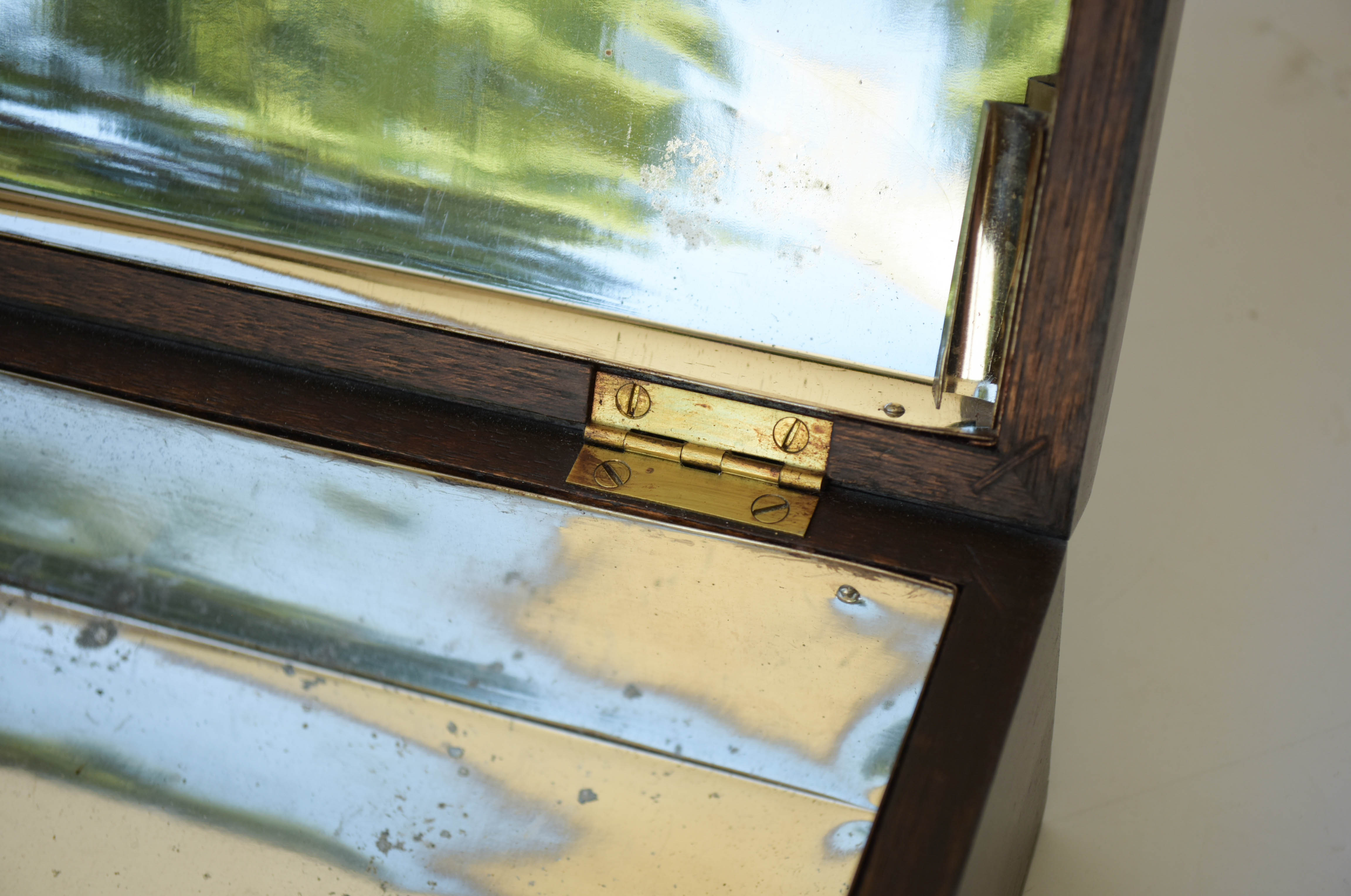 Vintage Wood Jewelry Box with Silvered Interior