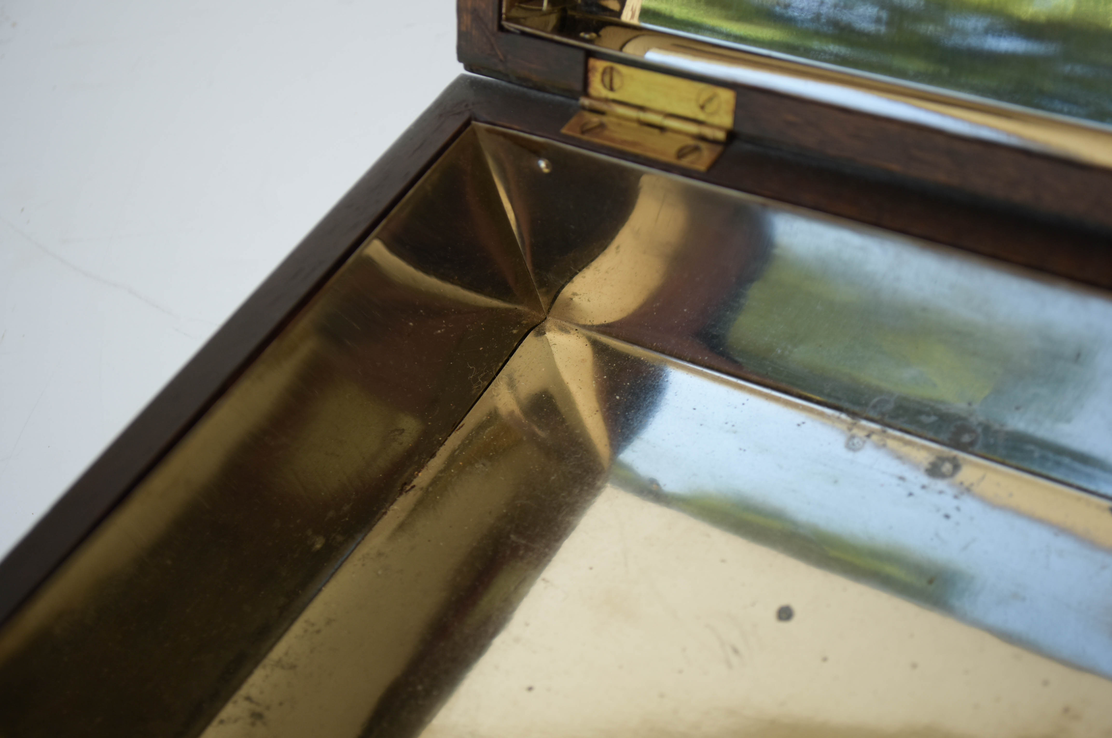 Vintage Wood Jewelry Box with Silvered Interior