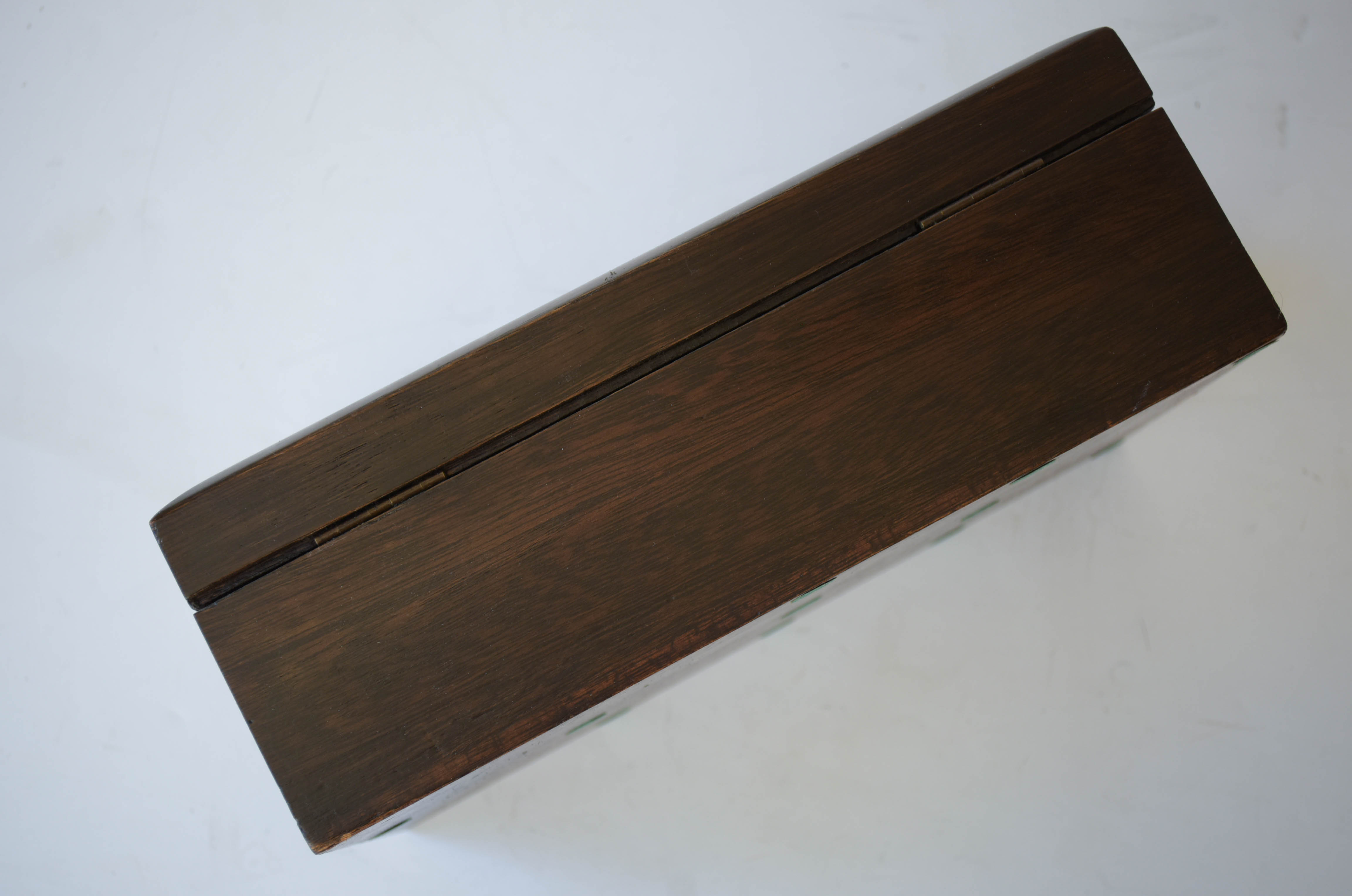 Vintage Wood Jewelry Box with Silvered Interior