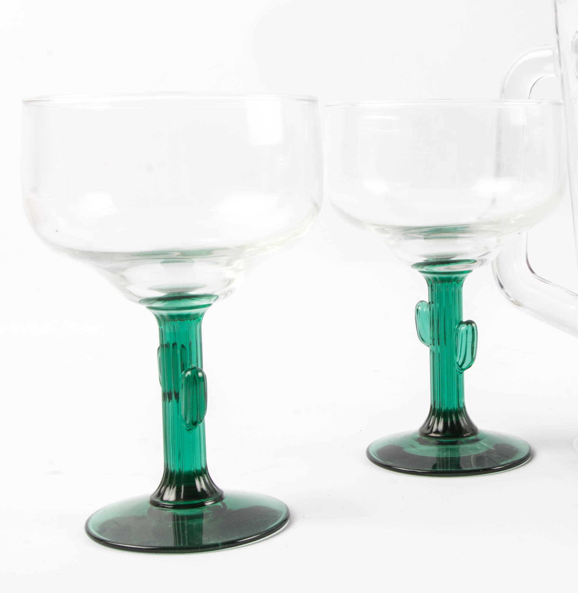Set of 4 Cactus Margarita Glasses with Pitcher