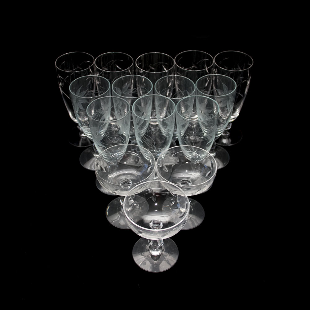 Vintage Etched Glass Stemware