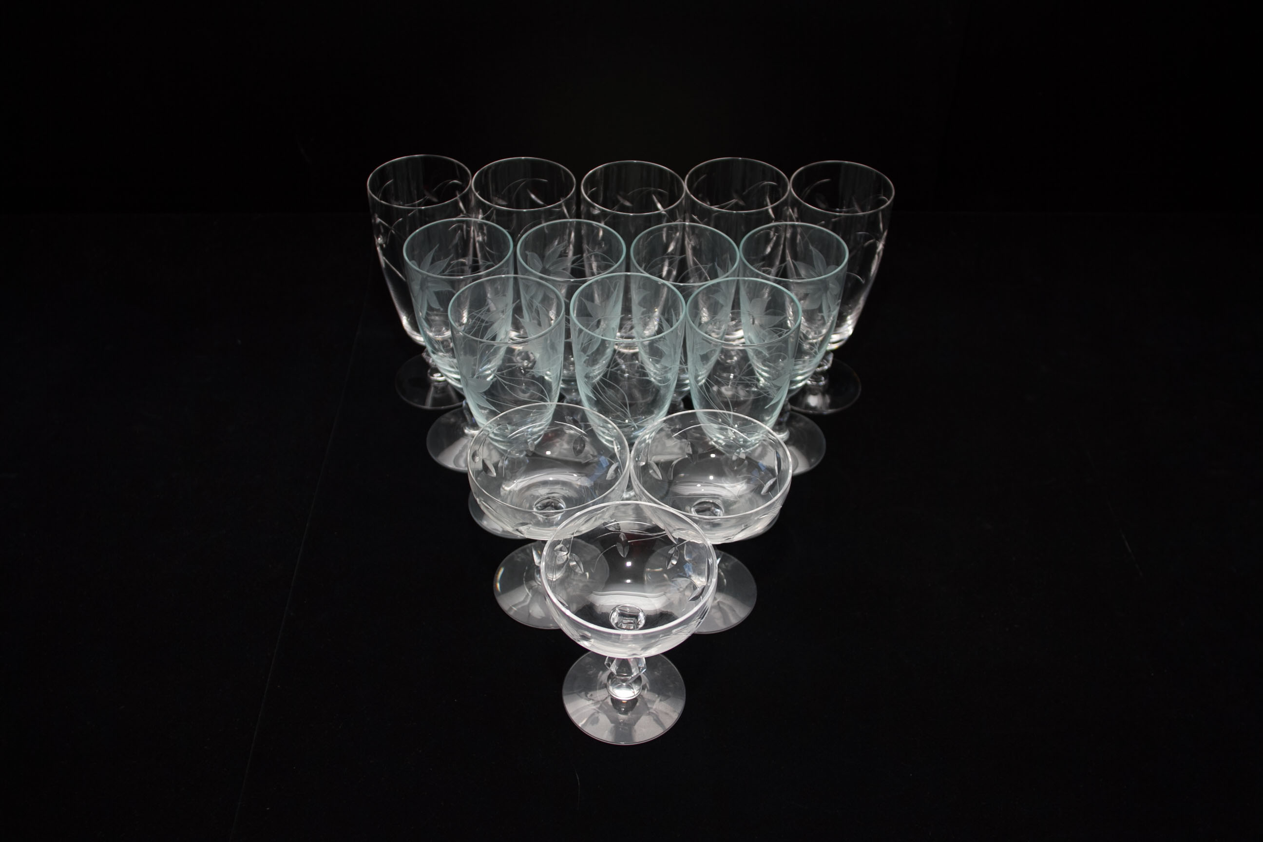 Vintage Etched Glass Stemware