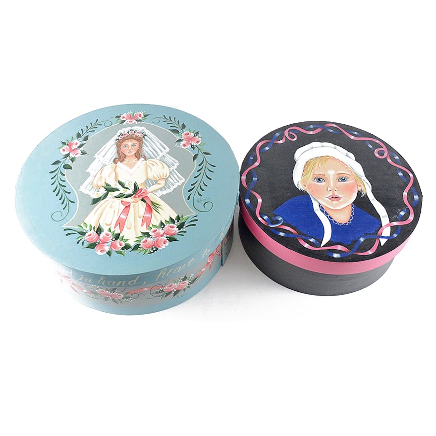 Hand-Painted Decorative Hat Boxes