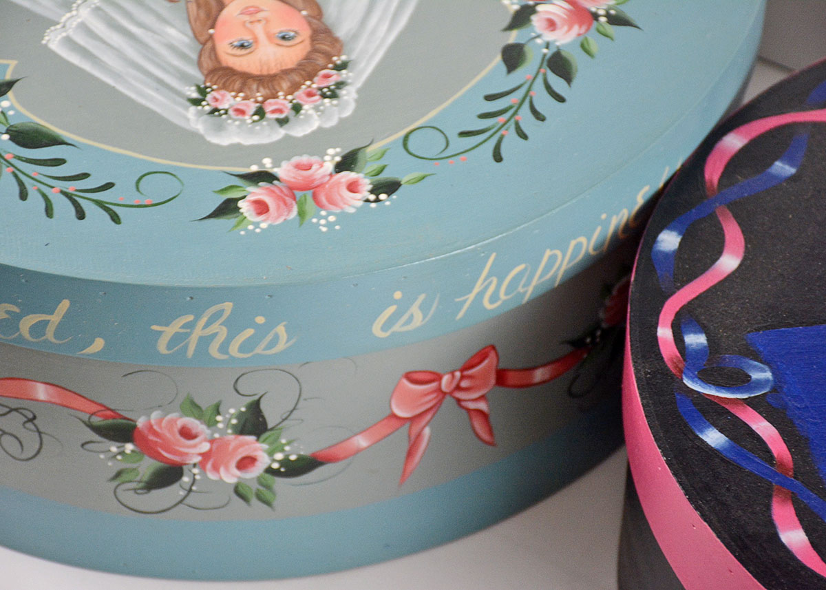 Hand-Painted Decorative Hat Boxes